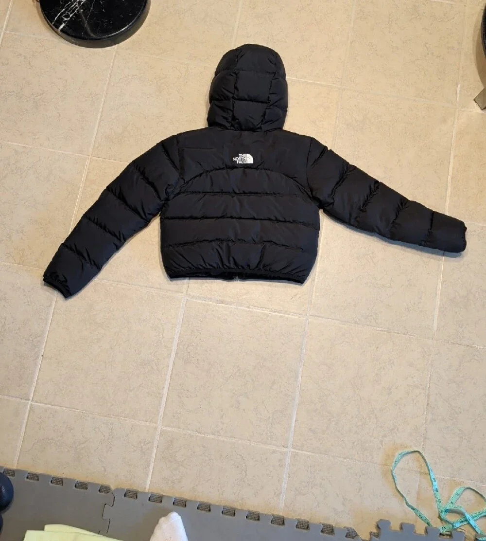 The North Face Girls Black Hooded Puffer Cropped Jacket